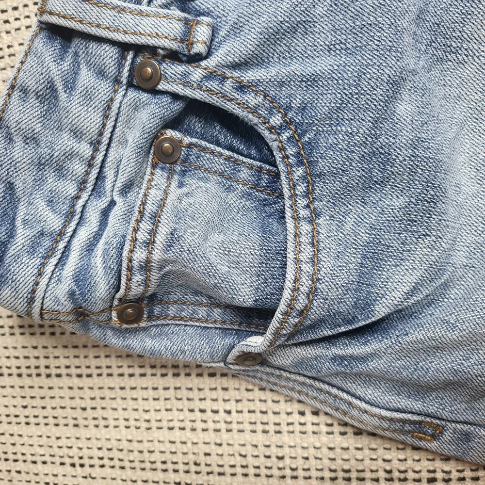 Levis 501 Shorts‎ Womens 28 Blue Denim Button Fly Raw Hem Distressed High Rise